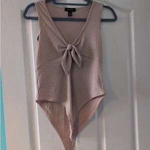New Look Women's Beige Ribbed Bodysuit